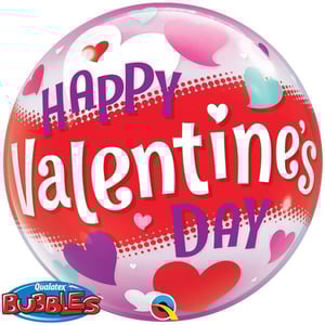 A Valentine's Day balloon that says "Happy Valentine's Day."