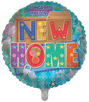 A balloon that says, "Congrats on your new home."