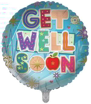 A balloon that says "get well soon" on it.