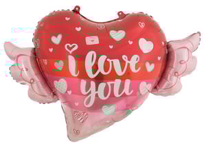 A heart-shaped balloon that says "I love you."
