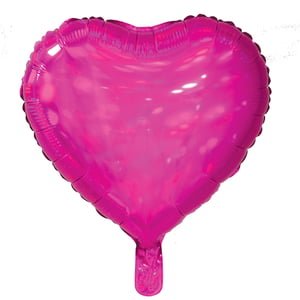 A pink heart-shaped balloon on a white background.