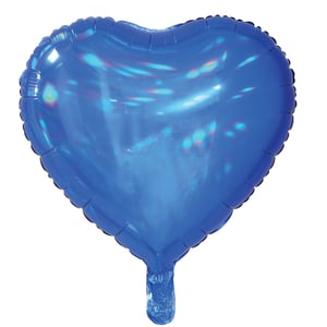 A blue heart-shaped balloon on a white background.