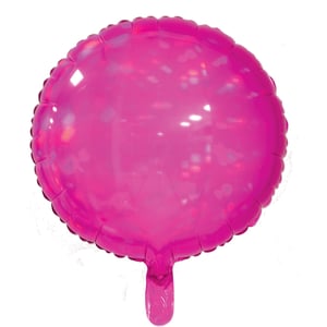 A pink balloon with a handle is on a white background.