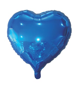 A blue heart-shaped balloon on a white background.