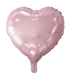 A pink, heart-shaped balloon on a white background.