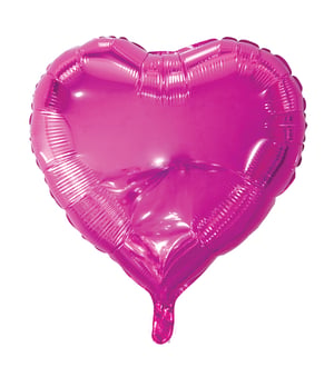 A pink heart-shaped balloon on a white background.