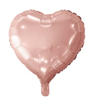 A pink heart-shaped balloon on a white background.