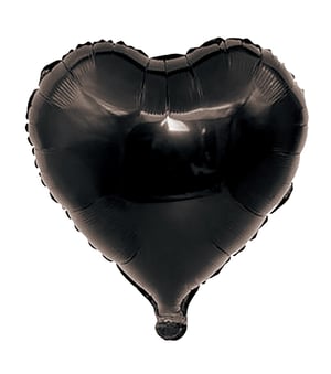 A black heart-shaped balloon on a white background.