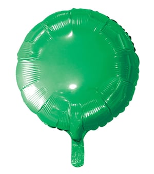 A green balloon with a handle on a white background.
