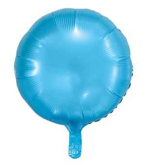A blue circle-shaped balloon with a blue handle.