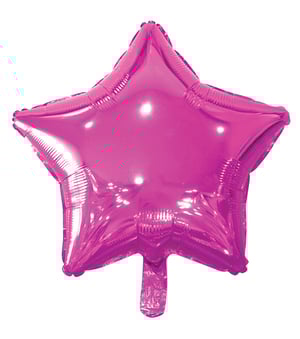 A pink star-shaped balloon on a white background.
