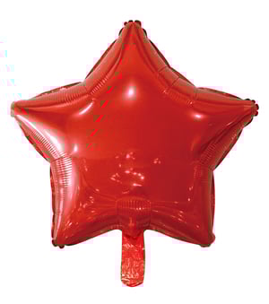 A red, star-shaped balloon on a white background.