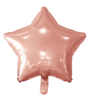 A pink star-shaped balloon on a white background.