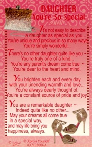 A card that says, "Daughter, you're so special."
