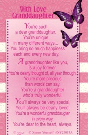 A card that says "With love, granddaughter" on it.