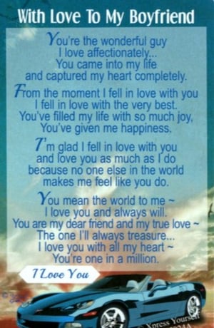 A card that says "With love to my boyfriend" on it.