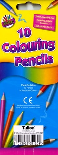 A package of 10 coloring pencils by Tallon.
