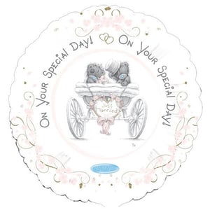 A balloon that says "on your special day".