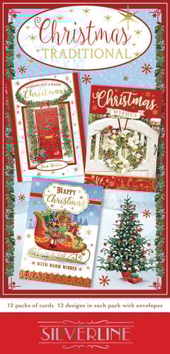 Silverline Christmas traditional cards come with envelopes.