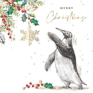 It is a Christmas card with a penguin on it.