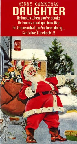 A Christmas card that says "Merry Christmas, daughter."