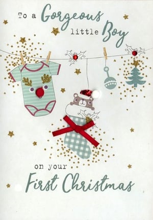 A gorgeous little boy in your first Christmas card.