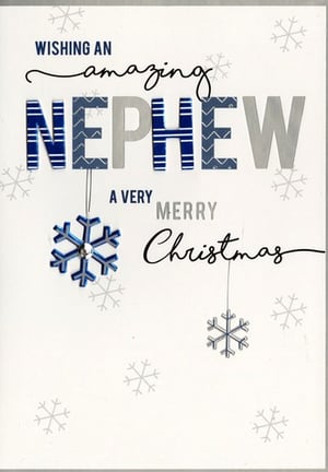 A Christmas card wishes an amazing nephew a very merry Christmas.