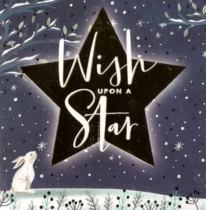 A Christmas card that says "Wish upon a star."