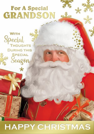 A Christmas card for a special grandson with special thoughts during this special season.