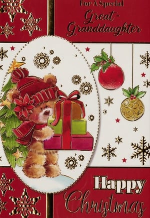 A Christmas card for a special Great Granddaughter.