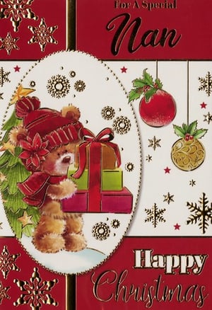 A Christmas card for a special nan with a teddy bear.