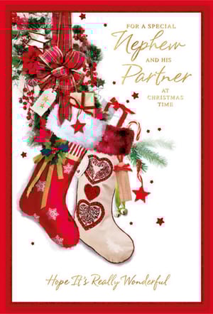 A Christmas card for a special nephew and his partner.
