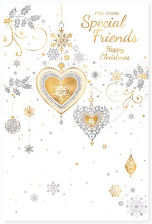 A Christmas card that says "Happy Christmas" for some special friends.