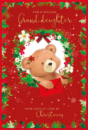 A Christmas card for a special granddaughter with lots of love at Christmas.
