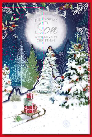 A Christmas card for a special son with love at Christmas.