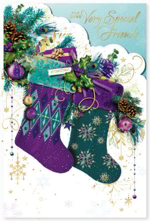 A Christmas card that says "very special friends."