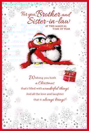 A Christmas card for a brother and sister-in-law.