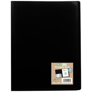 A black eco eco A4 display book is on a white background.
