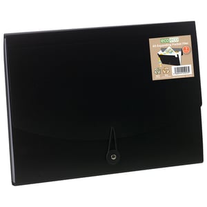 A black A5 expandable pocket file from eco eco.