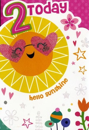 A 2 today card with a sun wearing heart-shaped sunglasses.