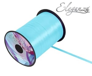 A spool of light blue Elegantza poly ribbon.