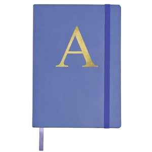 A blue book with the letter "A" on it.