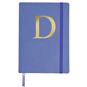 A blue book with a gold letter "d" on it.