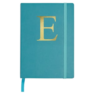 A blue book with the letter "E" on it.