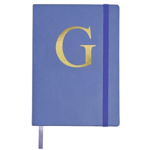 A blue book with a gold letter "G" on it.