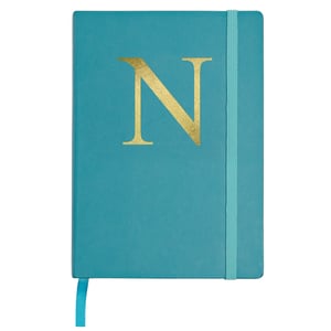 A blue book with the letter "N" on it.