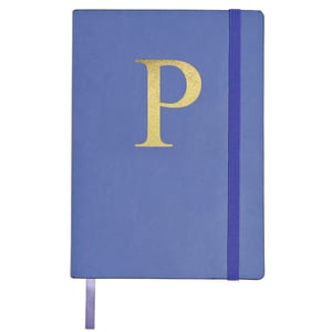 A blue book with a gold letter "P" on it.