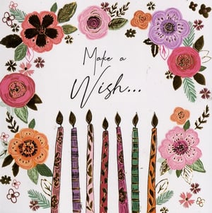 A birthday card that says "make a wish."