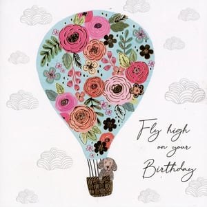 A birthday card that says "Fly high on your birthday."