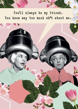 Two women with hair dryers on their heads and a speech bubble that says "you'll always be my friend."